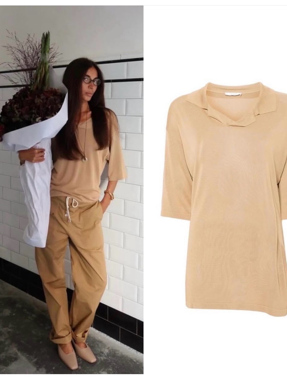 THE ROW Kenna Long Collared Top Sz M